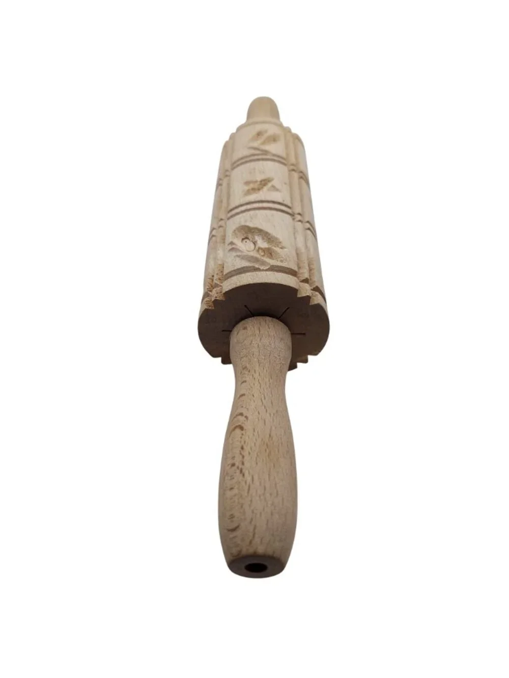 NEW Springerle Wooden Rolling Pin Embossed Cookie Dough Floral Leaf Beachwood